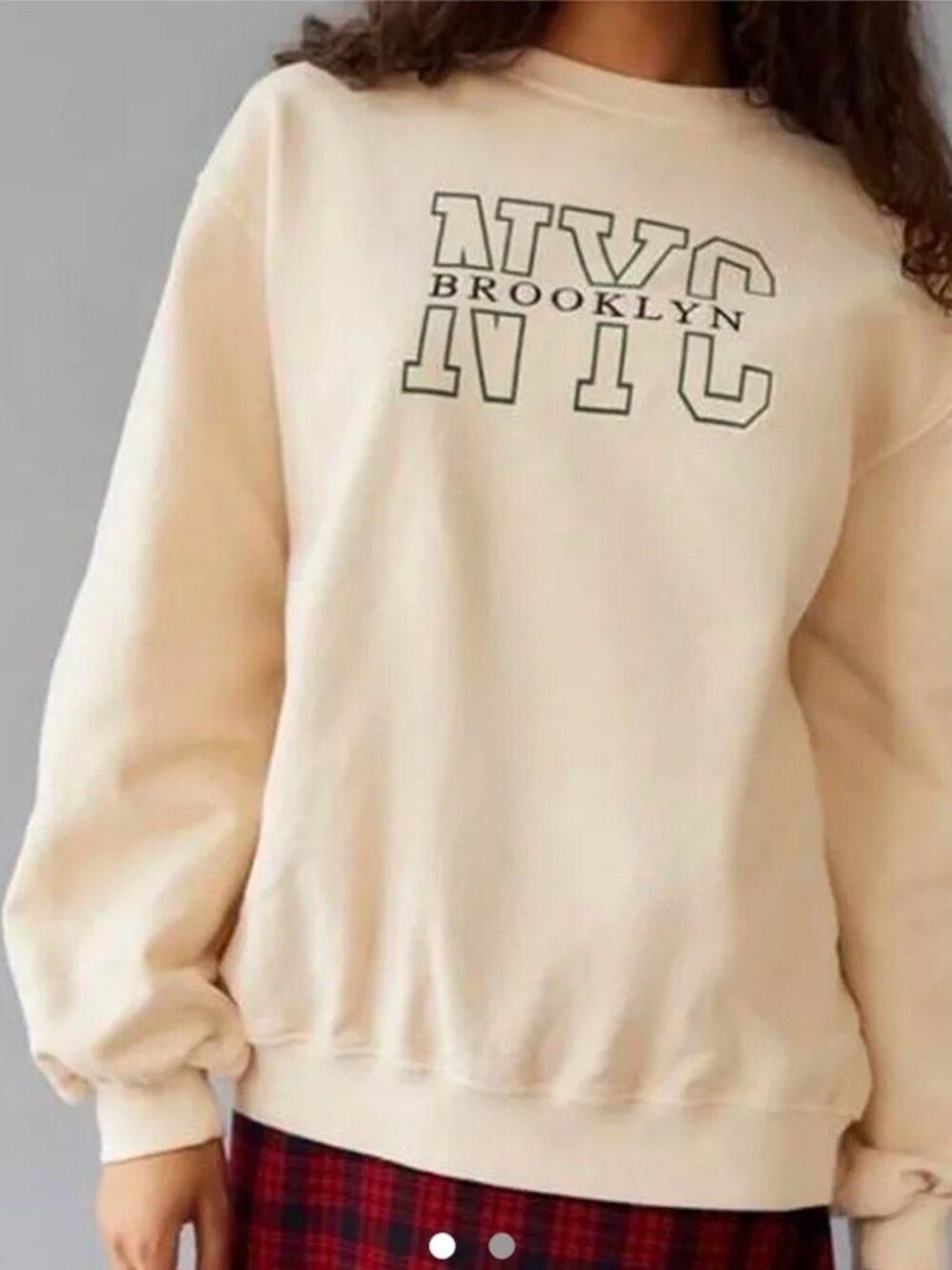 Urban Outfitters Womens Small Embroidered Destination Crewneck NYC Brooklyn